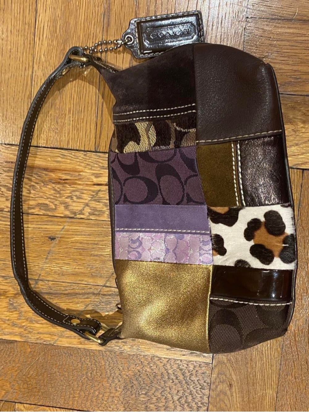 Coach Y2K Purple/Gold Patchwork Mini Bag - Picture 5 of 8